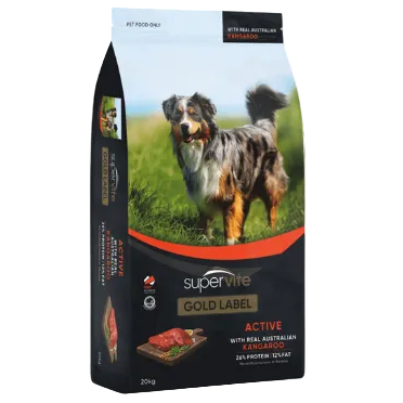 SuperVite Gold Label ACTIVE Adult Kangaroo Dog Food 20KG